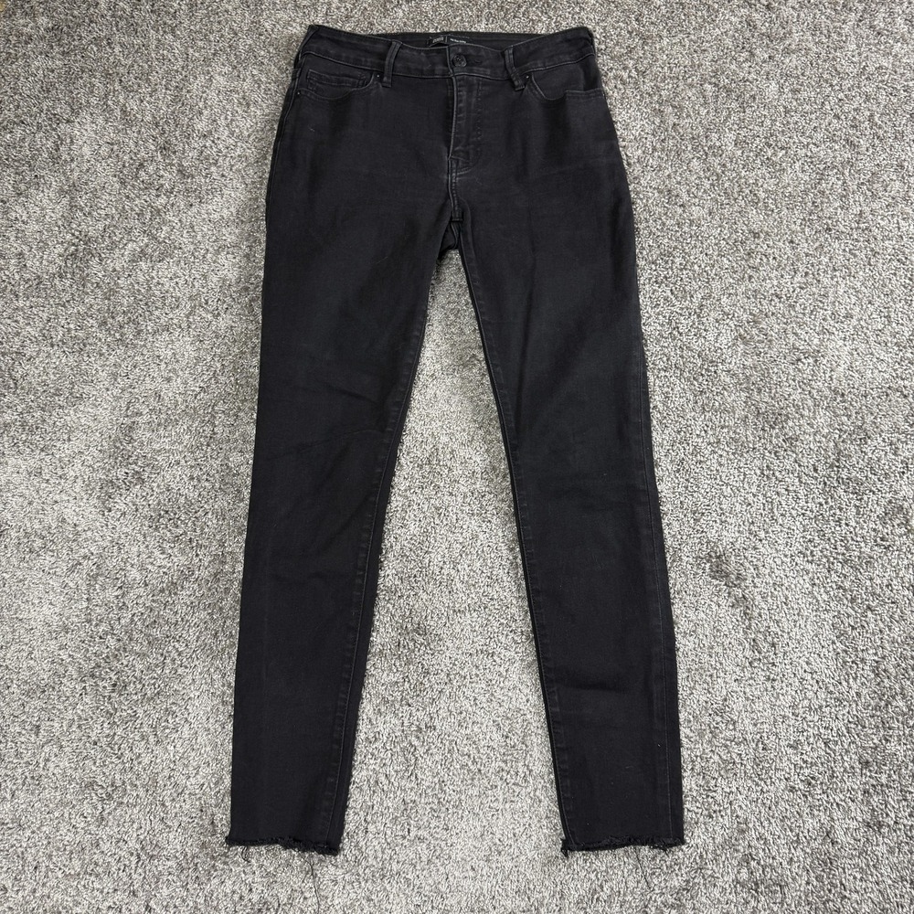 True Religion Black Jennie Skinny Jeans Womens 28 Curvy Frayed Hem Y2K Grunge